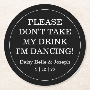 Elegant Blank & White Wedding Round Paper Coaster