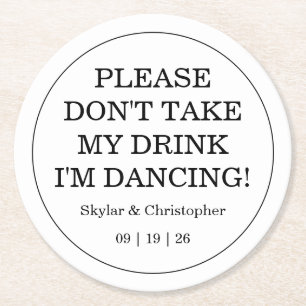 Elegant Blank & White Wedding Round Paper Coaster