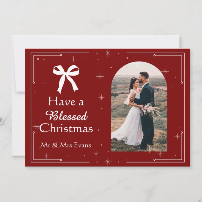 Elegant Blessed Christmas Photo Card  (Front)