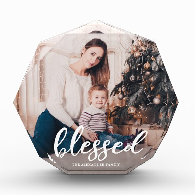 Elegant Blessed Script with Name Photo (Front)