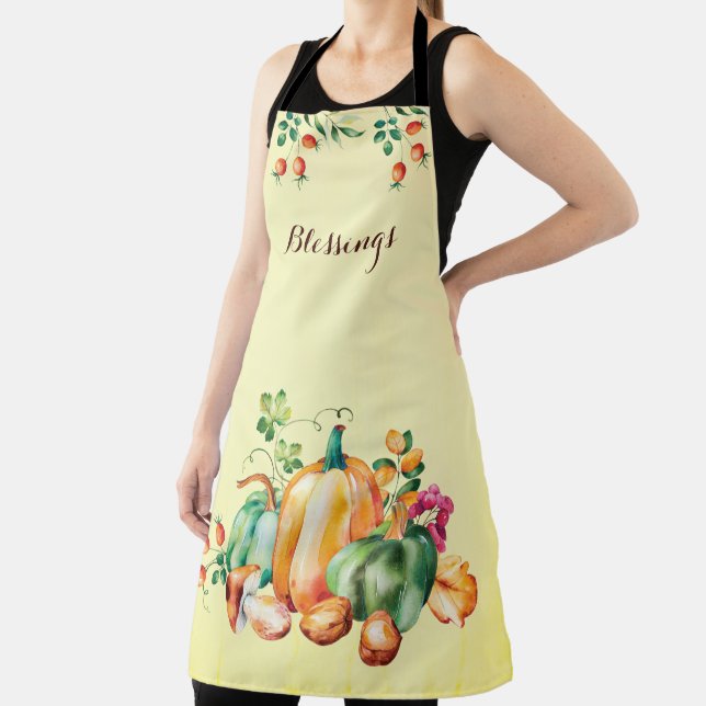 Elegant Blessings Fall Autumn Harvest Thanksgiving Apron (Insitu)