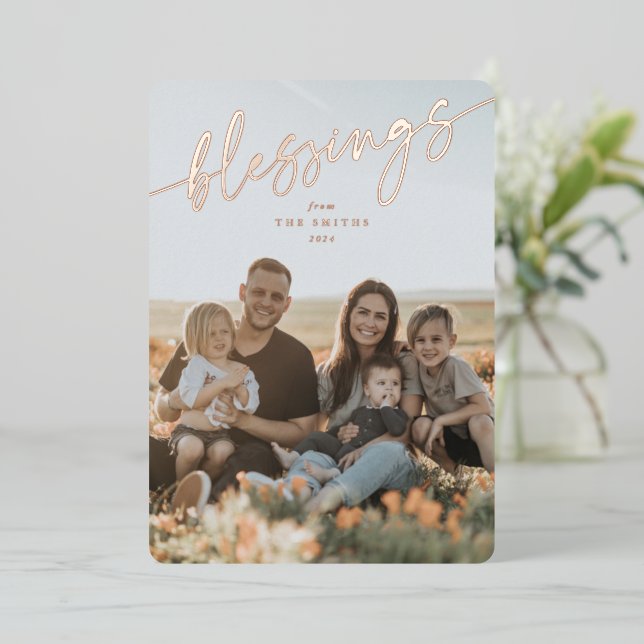 Elegant 'Blessings' Typographic Script (Standing Front)