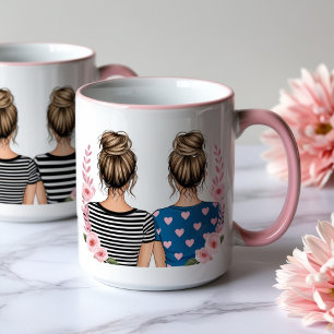 Elegant Blonde Buns: A Back View of Intricate Hair Mug