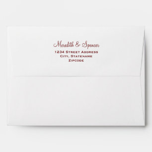 Elegant Blood Red and White Wedding 5x7 Envelope