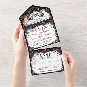 Elegant Blood Splatter Halloween Wedding All In On One Invitation