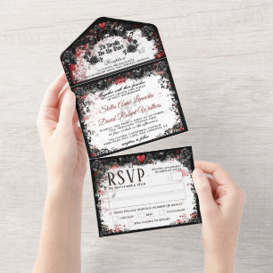 Elegant Blood Splatter "Together With" MENU All In One Invitation
