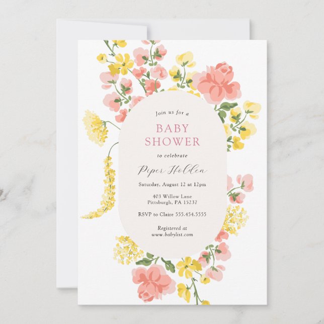 Elegant Bloom Baby Shower Invitation (Front)