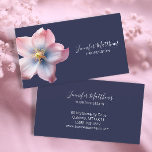 Elegant Bloom Blue Pink Orchid Floral Business Card