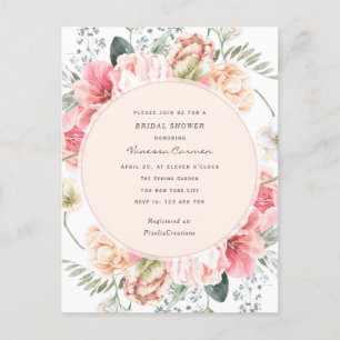 Elegant bloom floral, chic garden trendy flowers   invitation postcard