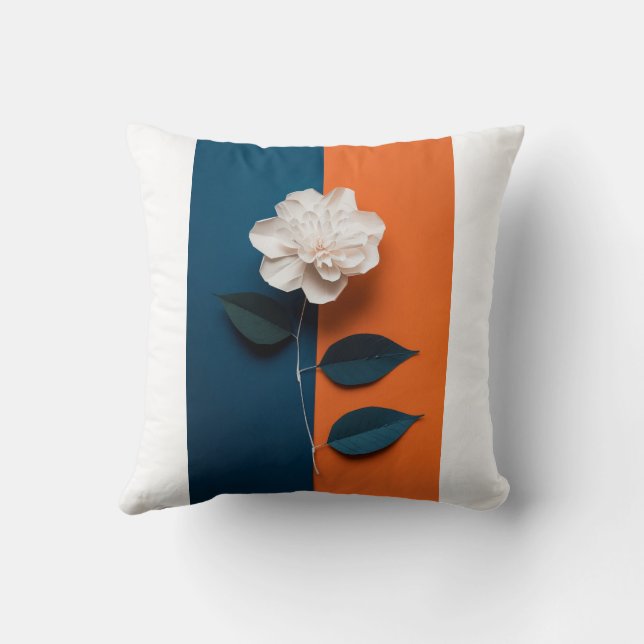 Elegant Bloom Floral Throw Pillow (Back)