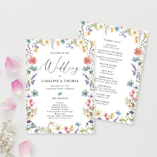 Elegant Bloom Wildflower Script Wedding Programme