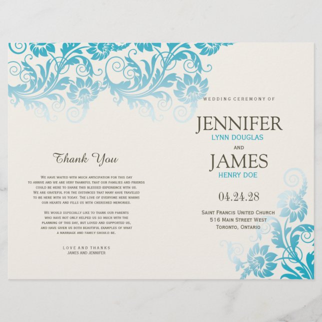 Elegant Blooming Elegance Wedding Programs (Front)