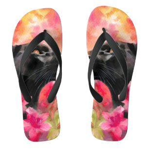 Elegant Blooming Floral Wild Black Panther Jandals