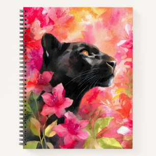 Elegant Blooming Floral Wild Black Panther Notebook