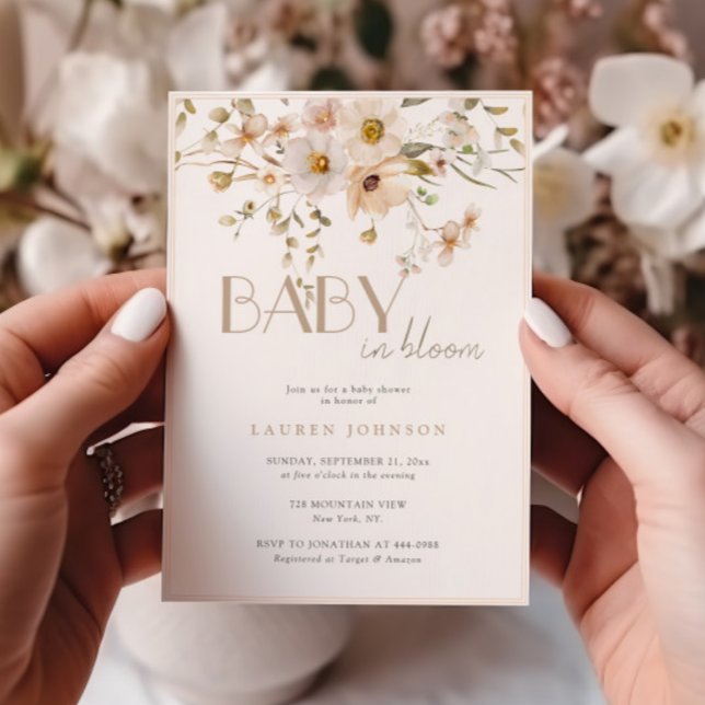 Elegant Blooming Flower Girl Baby Shower Invitation (Creator Uploaded)