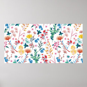 Elegant Blooming Garden floral in small hand draw Poster