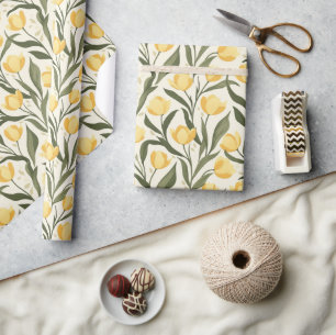 Elegant Blooming Tulip Print Wrapping Paper