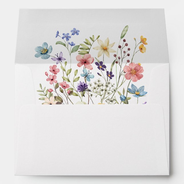 Elegant Blooming Wildflower Wedding  Envelope (Back (Bottom))
