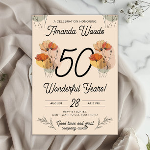 Elegant Blossom 50th Birthday Party Invitation