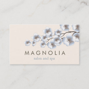 Elegant Blossom Blue Chic Beauty Spa Business Card