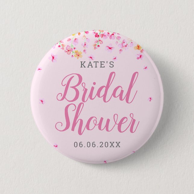 Elegant Blossom Bridal Shower 6 Cm Round Badge (Front)