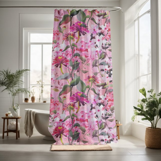 Elegant blossom pink floral decorative shower curtain (Creator Uploaded)