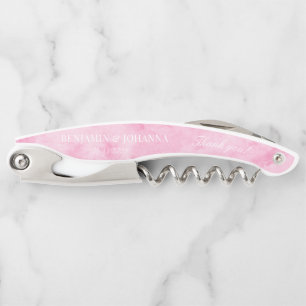 Elegant Blossom Pink Wedding Thank You Favours Corkscrew