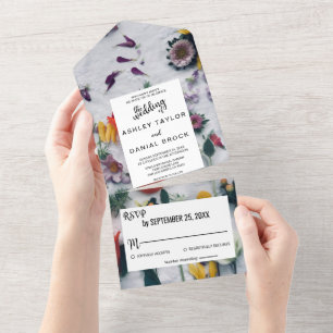 Elegant blossoms roses floral all in one invitation