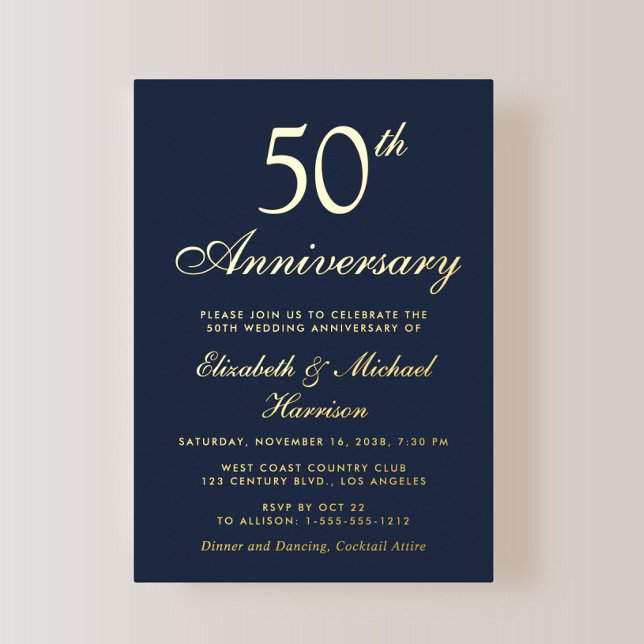 Elegant Blue 50th Wedding Anniversary Gold (Creator Uploaded)
