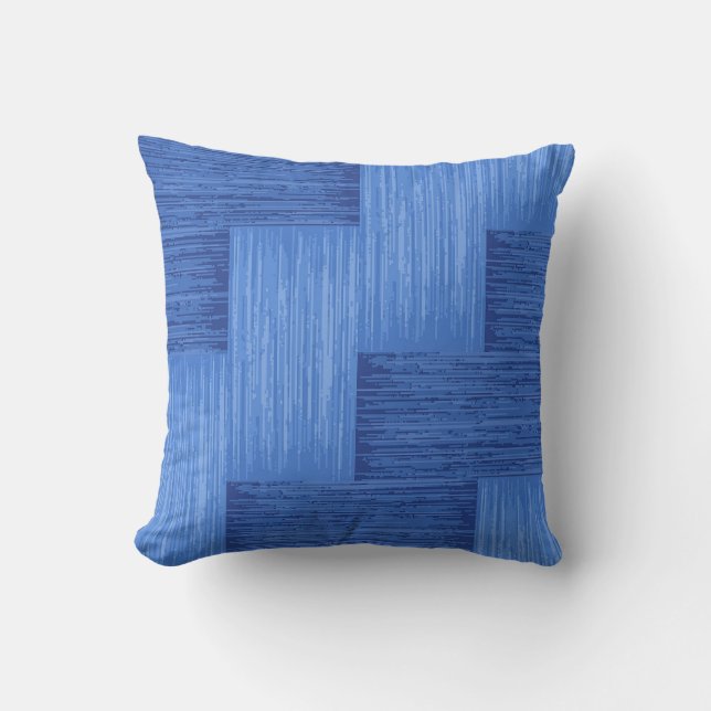 Elegant Blue Abstract Brushed Stripes Artwork | Cushion (Front)