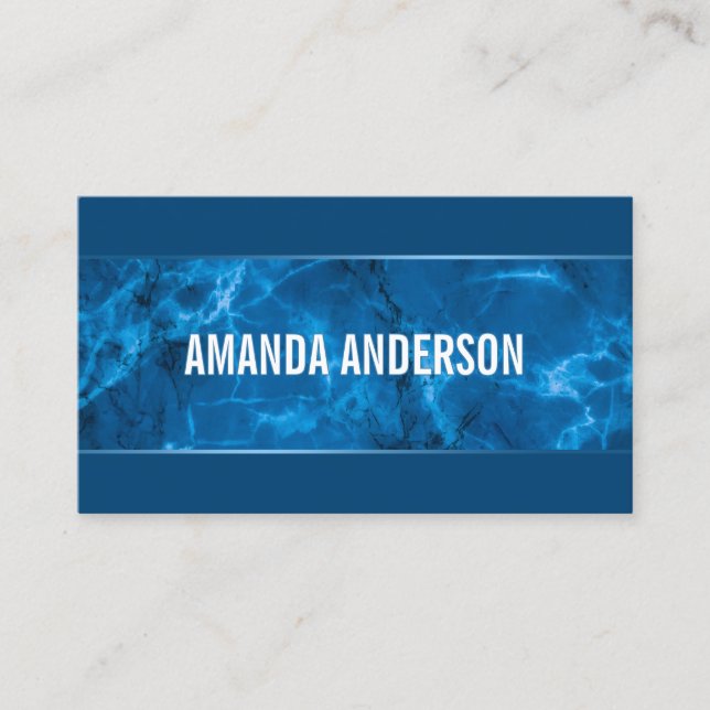 Elegant Blue Abstract Marble Design Business Card (Front)