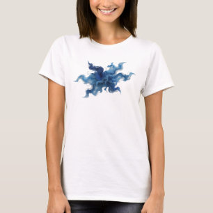 Elegant Blue Abstract Ribbons Graphic Design T-Shirt