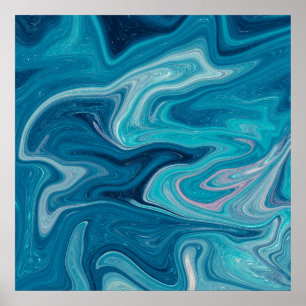 Elegant Blue Abstract Ripple Poster