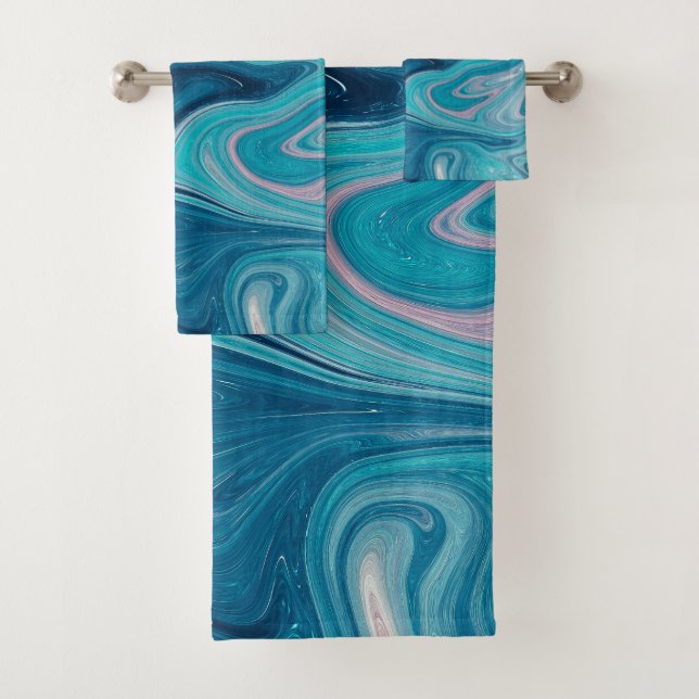 Elegant Blue Abstract Ripple | Towel Set (Insitu)
