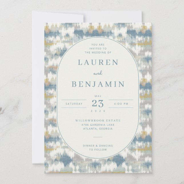 Elegant Blue Abstract Waves Invitation (Front)