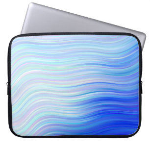 Elegant Blue Abstract Waves Laptop Sleeve