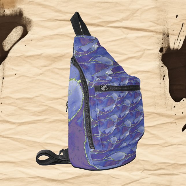 Elegant Blue Abstract with Purple | Sling Bag (Creator Uploaded)