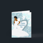 Elegant Blue African American Sister Birthday Card<br><div class="desc">This airy floral rose Birthday card features an African American woman with a beautiful white gown.  Send a heartfelt card to your sister that expresses exactly what you wanted to say.</div>