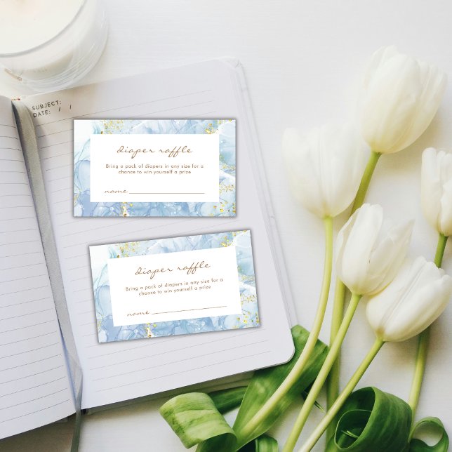 Elegant Blue Agate Boy Diaper Raffle Baby Shower  Enclosure Card (Elegant Blue Agate Boy Diaper Raffle Baby Shower Enclosure Card)
