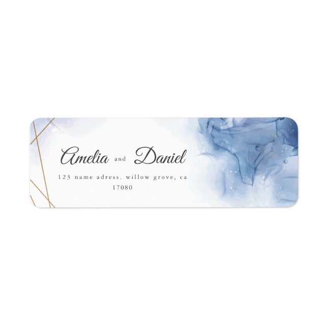 Elegant Blue Agate wedding adress Label (Front)