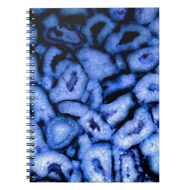 Elegant blue agates blue gemstones blue quartz notebook (Front)
