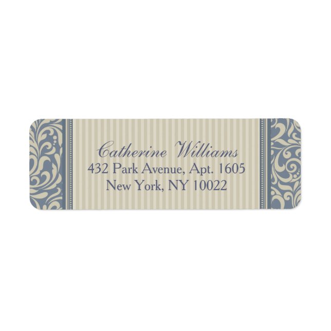 Elegant Blue and Beige Baroque Pattern (Front)