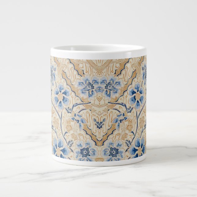 Elegant Blue and Beige Batik Speciality Mug (Front)