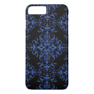 Elegant Blue and Black Damask Style Pattern Case-Mate iPhone Case