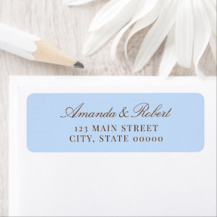 Elegant Blue and Brown Wedding Return Address