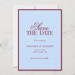 Elegant Blue and Burgundy Old Money Wedding Save The Date