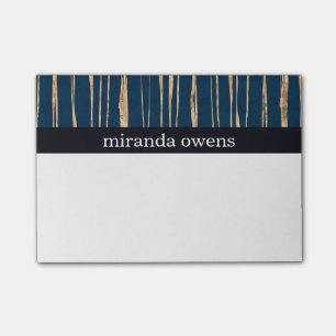 Elegant Blue and Faux Gold Foil Post-it Notes