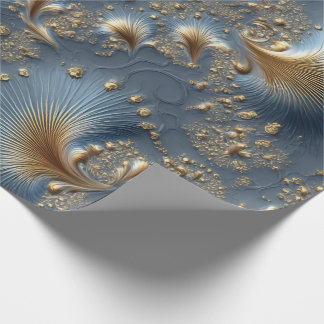 Elegant Blue and Gold Abstract Luxury Wrapping Pap Wrapping Paper