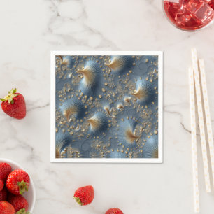 Elegant Blue and Gold Abstract Wedding Napkins