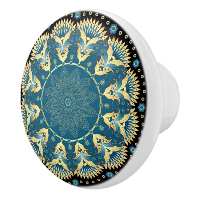 Elegant Blue and Gold Cabinet Knobs (Right)